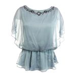 Blue Beaded Batwing Blouse