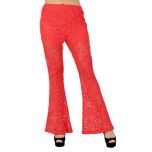 Coral Lace-Overlay Flare Palazzo Pants
