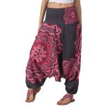 Fuchsia & Black Geometric Three-In-One Convertible Harem Pants