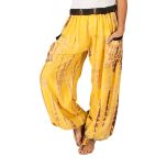 Yellow & Brown Tie-Dye Draw-String Harem Pants