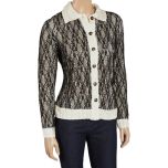Ivory & Black Lace Pucker Button-Up