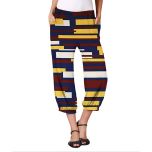 Blue & Yellow Geometric Harem Pants